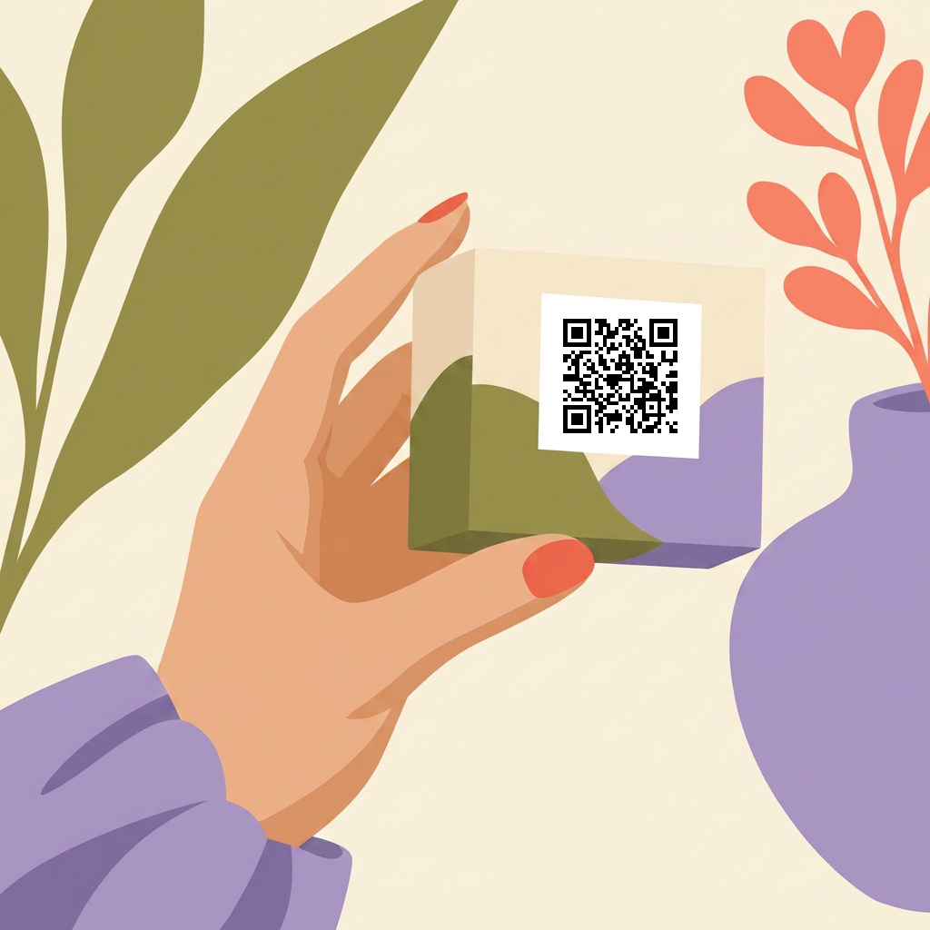 Illustration of a wellness product package in hand